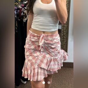 Veronica Beard Kaia pink plaid mini skirt size 4